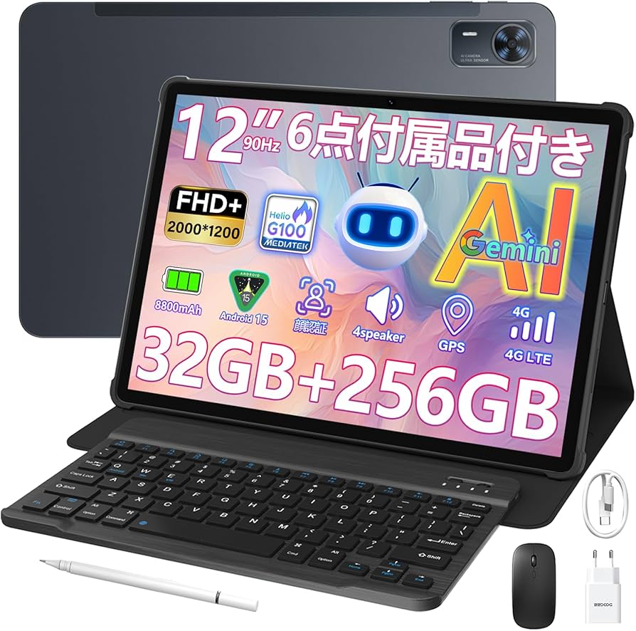 DOOGEE E3+ Android15 タブレット 2K Helio G100 Amazon.co.jp: 【Helio G100 タブレット 12インチ】DOOGEE E3+ Android